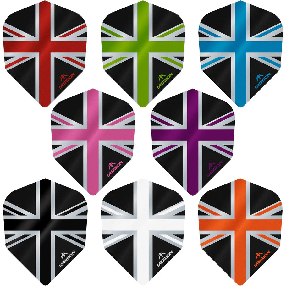 Mission Darts Alliance F3138 - Alette extra forti Premium UV, forma standard Union Jack, 150 micron, arancione, 1 set da 3 alette Mission Darts Alliance F3138 - Alette extra forti Premium UV, forma standard Union Jack, 150 micron, arancione, 1 set da 3 alette