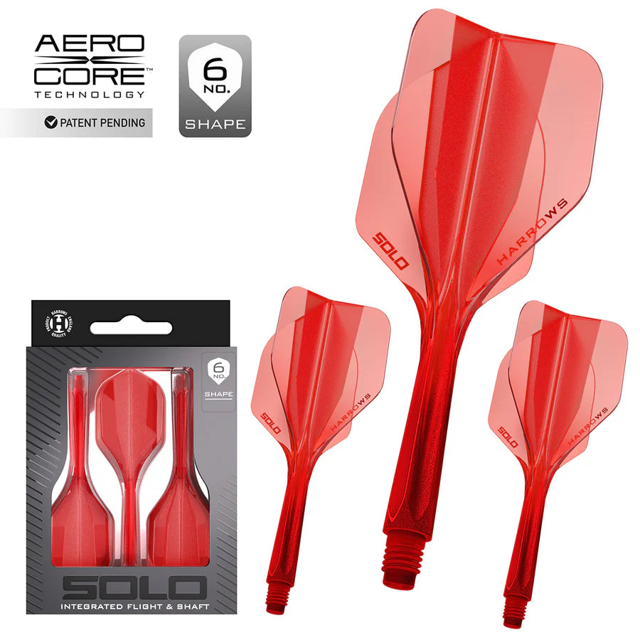 Harrows Solo No6 Integrated Flights & Shafts in Red
