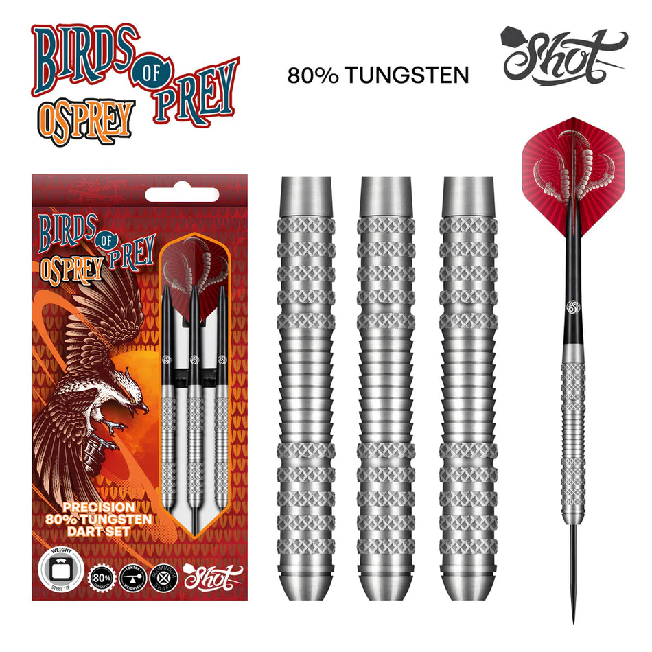 Shot Birds of Prey Osprey 80% Tungsten Barrels Steel Tip Darts