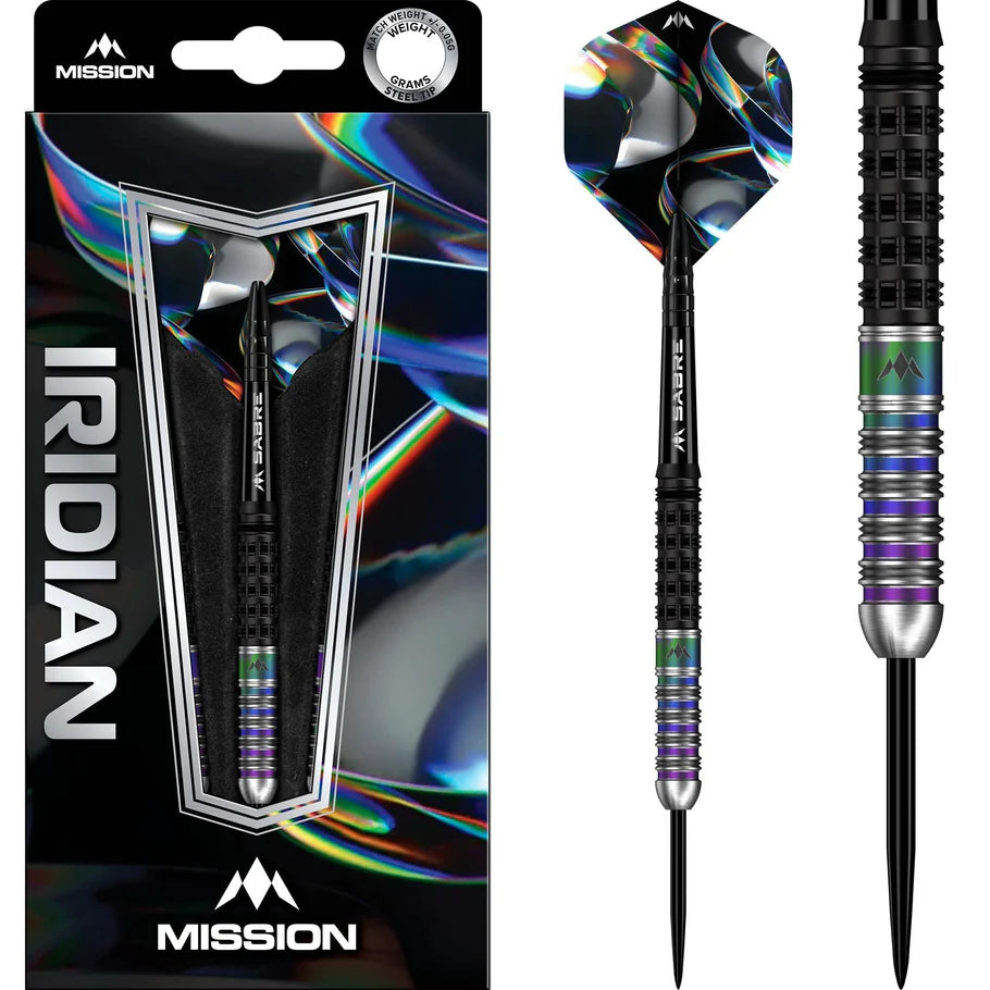 Mission Iridian Darts Steel Tip - 90% Tungsten - Black & Coral PVD