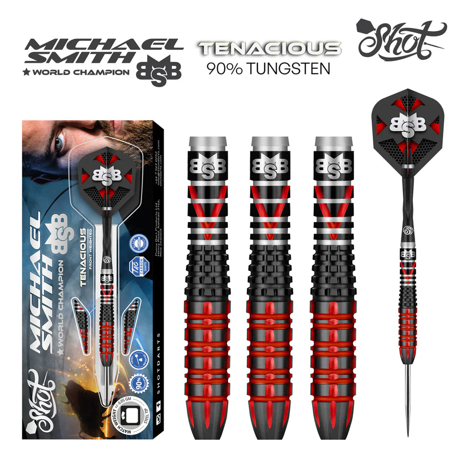 Shot Michael Smith Tenacious 90% Tungsten Steel Tip Darts