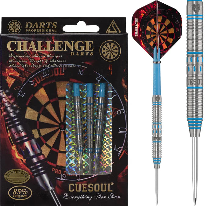 Cuesoul - Steel Tip Tungsten Darts - Challenge - Multi Ring - Double Ring - Blue