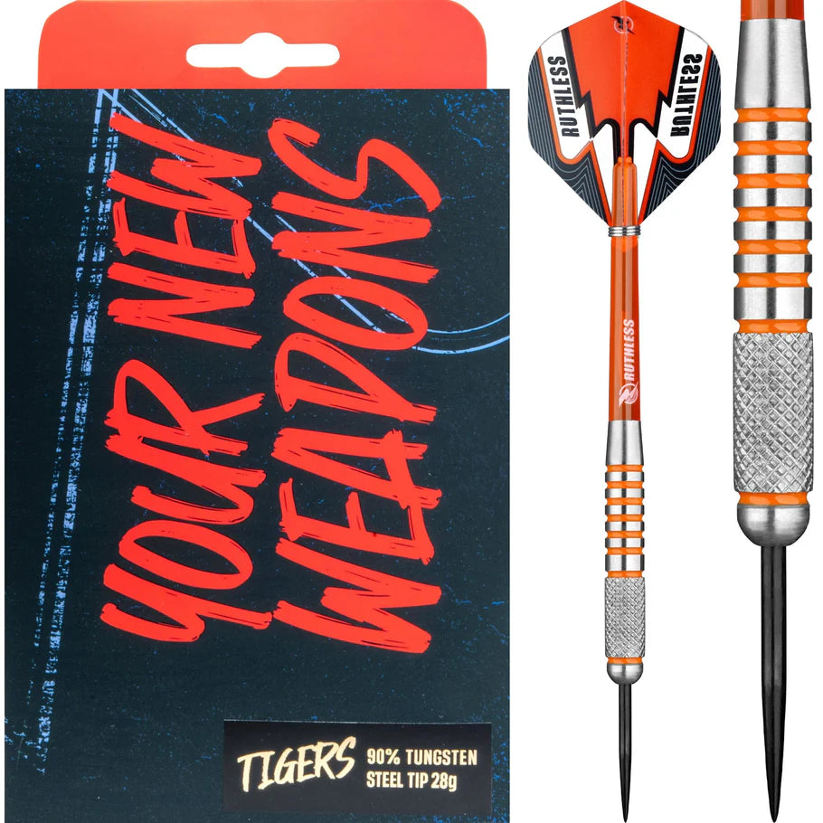 Ruthless Tigers Darts - 90% Steel Tip Tungsten - Front Knurl -