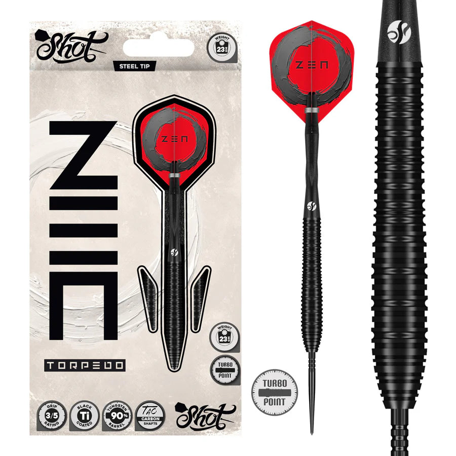 Zen Torpedo Steel Tip Dart Set-90% Tungsten Barrels